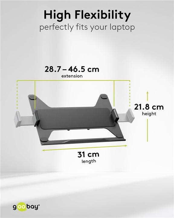 Produktbild Goobay Deluxe Monitorhalterung mit Laptop-Arm, schwarz (Tisch, 32")