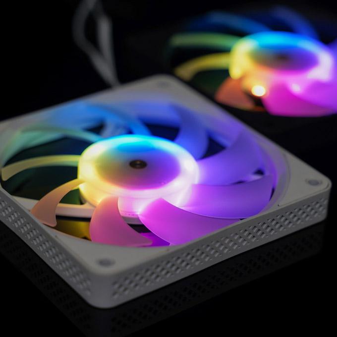 Actual product image Jonsbo HF1215 Slim PWM fan, ARGB, 120mm - white (120 mm, 1 x)