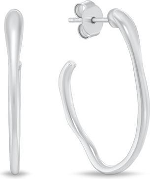 Brilio Silver - Bold silver oval earrings EA1151W