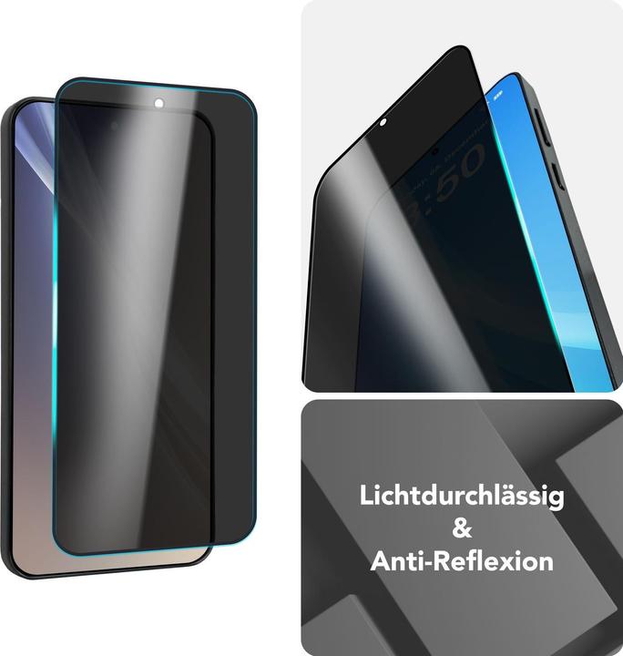 Immagine prodotto Nalia AntiSpyX - Privacy Schutzglas mit Schablone - Full Screen Anti-Spy Protector (1 Pezzo/i, Samsung Galaxy S25)
