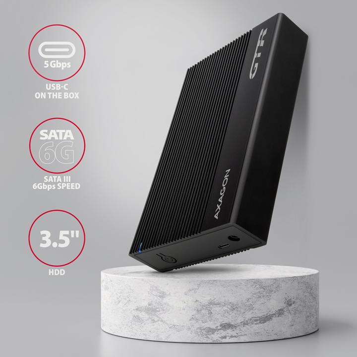 Produktbild Axagon EE35-GTR, USB-C - SATA 3.5" RIBBED box, ÄernÃ½ (3.5")