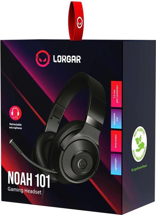 Actual product image Lorgar Noah 101, gaming headset, 3.5mm minijack, black (Cable)