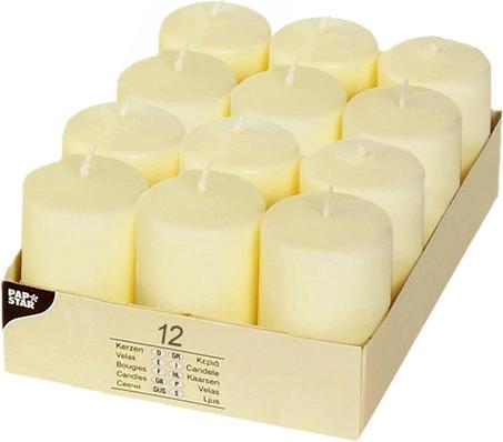Papstar Candele a colonna "Ivory" con testa piatta (12 pz.)