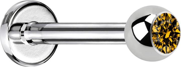 Star Piercing Labret silber mit Kugel Kristall topaz (Chirurgenstahl 316L, ohne Messing)
