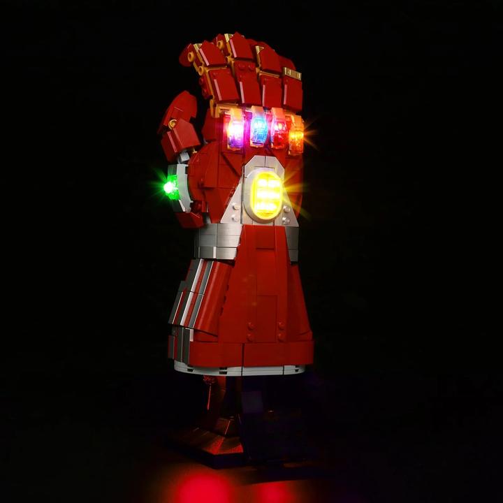 Actual product image BrickBling LED light set for LEGO Avengers: Iron Man Nano Glove (76223) incl. remote control