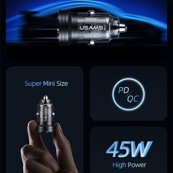 Image du produit Usams Ład. sam. C35 USB+USB-C 45W Fast Charge fioletowy/purple CC175CC02 (US-CC175)
