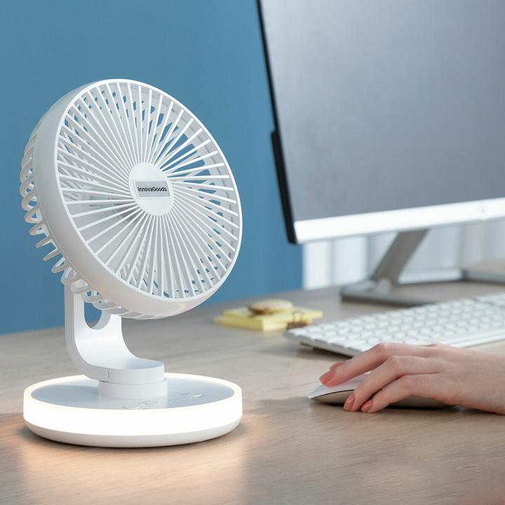 Produktbild InnovaGoods Tischventilator mit Akku und LED FanLed Ø6,6" 4000 mAh (40 dB)