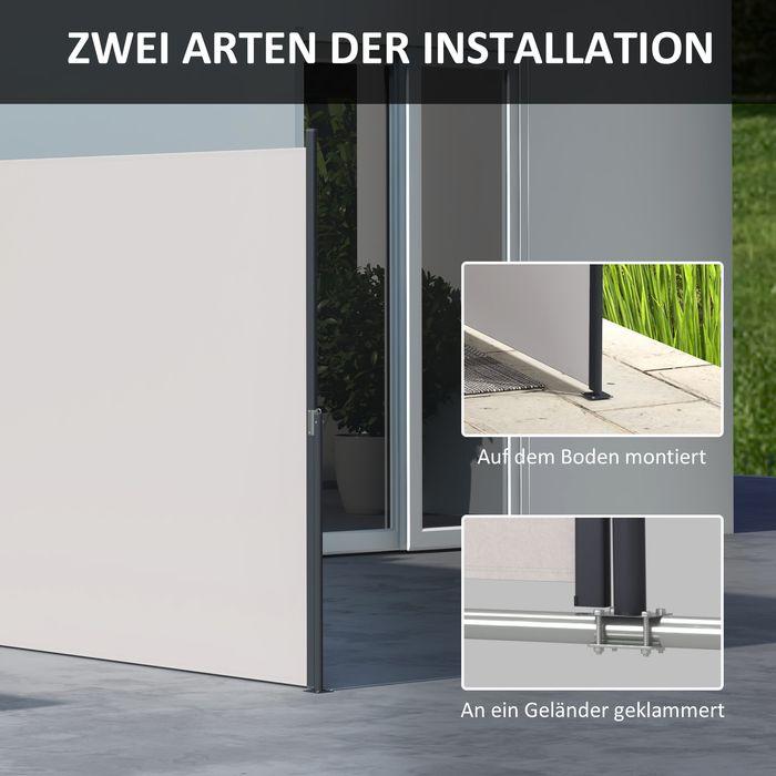 Produktbild Swisshandel24 Seitenmarkise Ausziehbar, 300x140cm Gartenmarkise, Sichtschutzwand mit UV-Schutz, Windschutz, Metall (3 m)