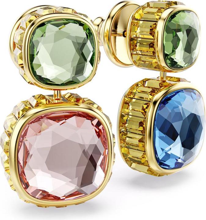 Swarovski Chroma Drop Ohrhänger Kissenschliff Mehrfarbig Gold (Swarovski Metall)