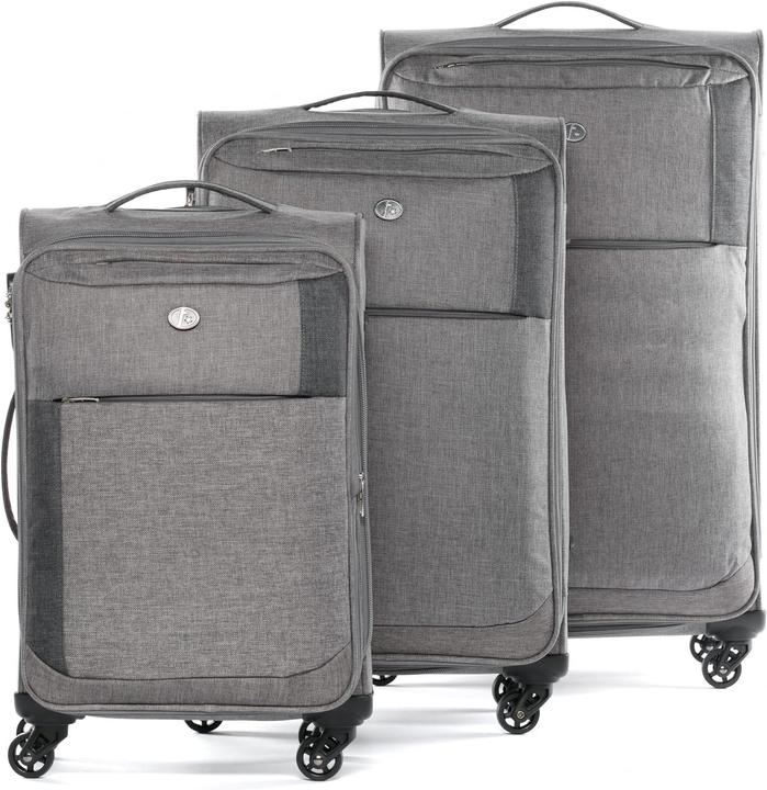 Actual product image Fergé Suitcase Set Soft Shell 3 pieces Grey and Dark Grey (110 l, L (90 - 115l))