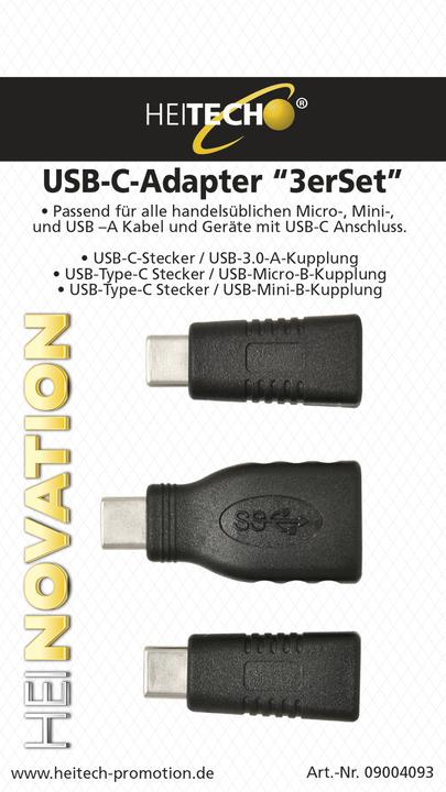 Produktbild Heitech USB-C-Adapter 3er Set (USB 2.0)