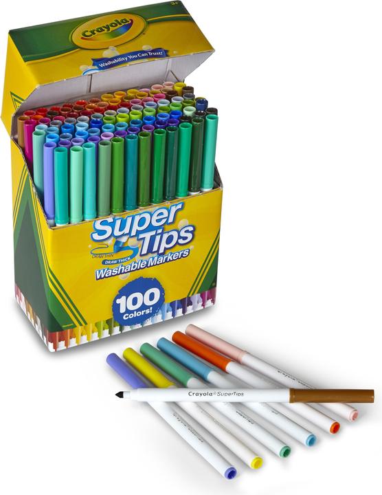 Crayola 100 Feutres pointe supertips (Multicolore, 100 x)