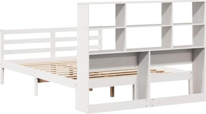 Produktbild VidaXL Massivholzbett Holzbett Bett mit Regal ohne Matratze Weiss 180x200cm (180 x 200 cm)