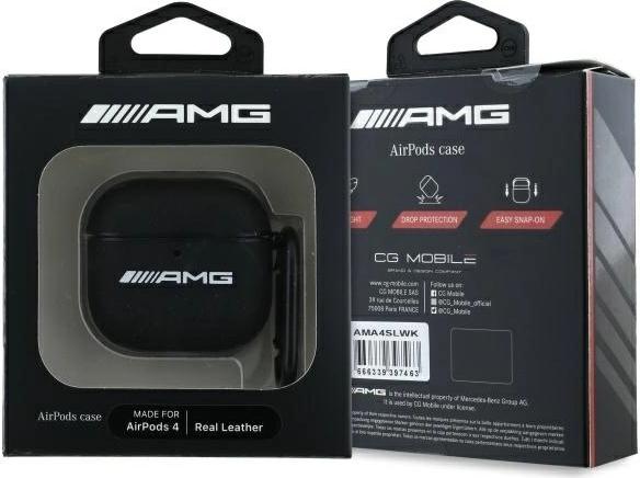 Produktbild Mercedes Etui AMG Leather White Logo na AirPods 4 - czarne / biaÅe (Kopfhörer Tasche)