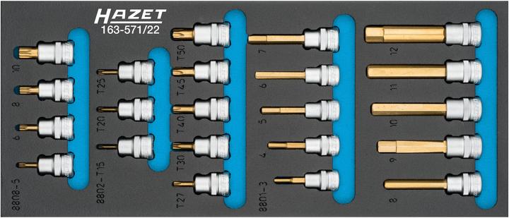 HAZET Schroevendraaier doppenset 163-571/22 22 stuks (28 mm, 25 mm, 31 mm, 36 mm, 30 mm, 19 mm, 23 mm, 20 mm, 33 mm, 32 mm, 27 mm, 26 mm, 35 mm, 21 mm, 22 mm, 24 mm, 29 mm, 34 mm)