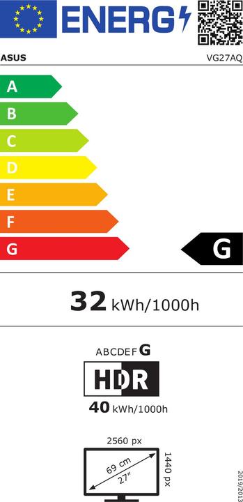 Energy Label ASUS TUF VG27AQ (2560 x 1440 pixels, 27")