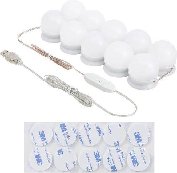 Actual product image Juskys Schminktisch Lichterkette mit 10 LED Lampen und USB (5.27 m)