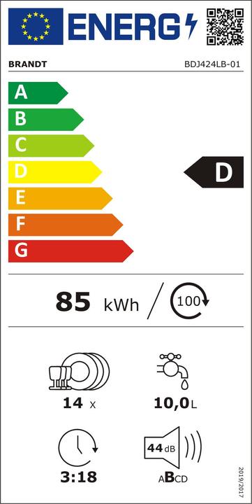 Energie-Label Brandt Geschirrspüler BDJ 424 LB