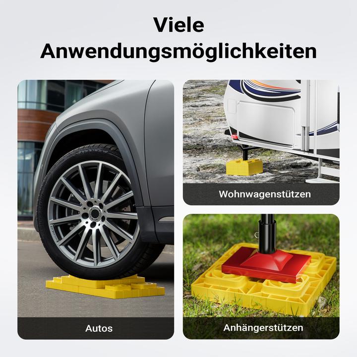 Image du produit Wiltec Unterlegplatten Wohnwagen 10x Stützplatten 13,5t Auffahrkeile Stufenkeile