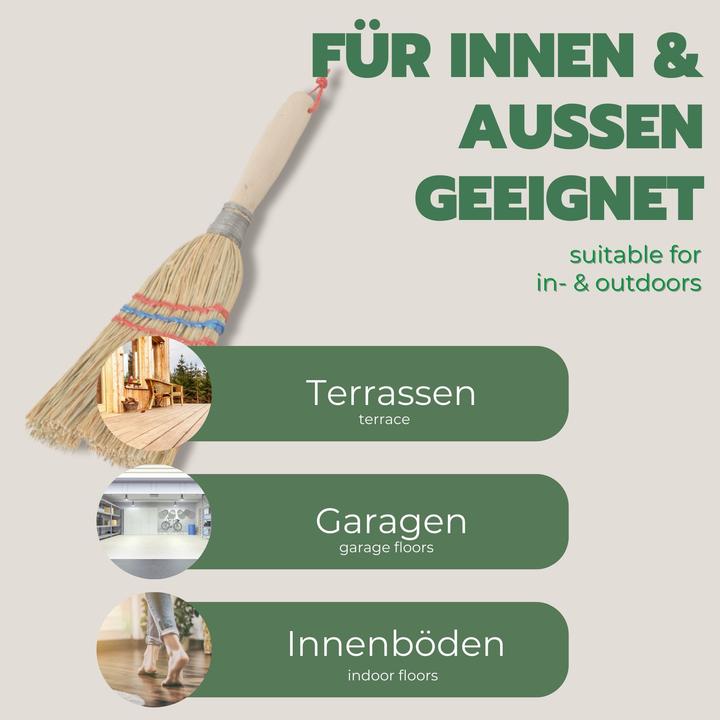 Image du produit Novatool 4X Kleiner Besen Reisigbesen mit Stiel kurz 28cm Strohbesen Kinder Hexenbesen klein Garden (1 pcs)