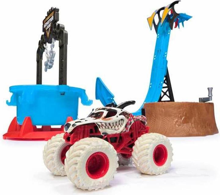 Actual product image Monster Jam Mud Blasters Monster Mutt Dalmatian Dunk Tank