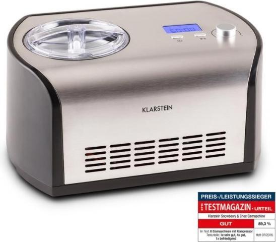 Actual product image Klarstein Snowberry and Choc Ice Cream Maker 1.2l Keep-Cool Function Stainless SteelLook