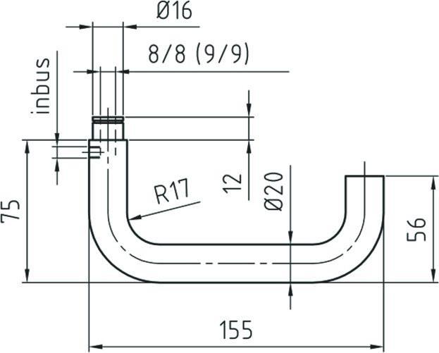 Produktbild Nickal Türdrücker 5137 Edelstahl matt 155x75mm Ø20mm (Türgriff)