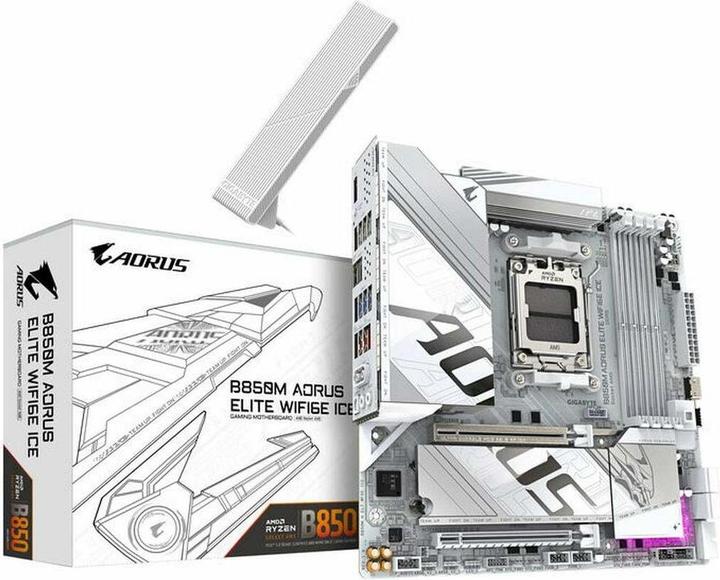 Image du produit Gigabyte B850M AORUS Elite WIFI6E ICE (AM5, AMD B850, mATX)