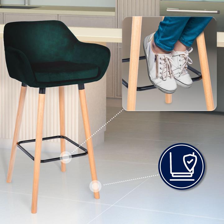 Image du produit CLP Tabouret de bar Grant velours, vert