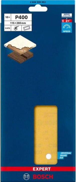 Immagine prodotto Bosch Professional Zubehör Expert C470 Carta vetrata con 14 fori per levigatrice orbitale, 115 x 280 mm, G 400, 10 pz. (400)