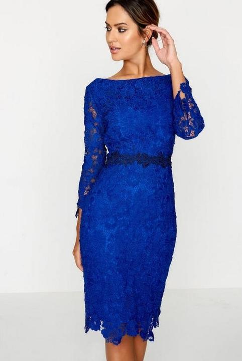 Image du produit Paper Dolls Robe bodycon bleue en dentelle crochetée (36)