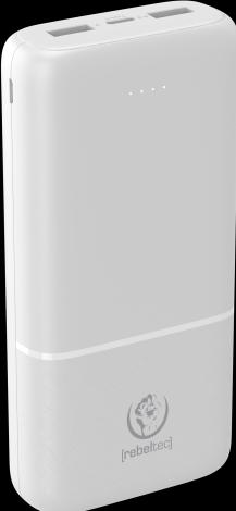 Produktbild Rebeltec powerbank P20 10W 20000mAh weiss (20000 mAh, 10 W, 74 Wh)