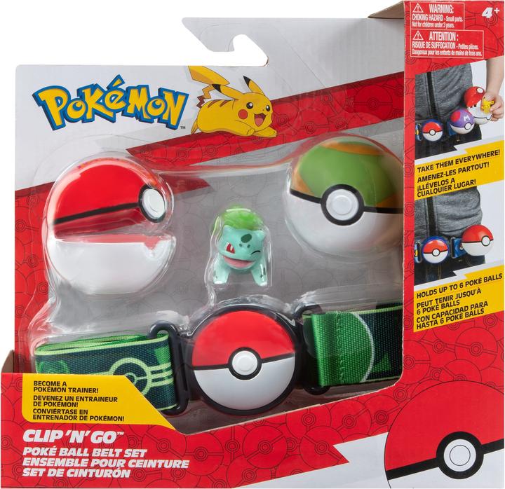 Jazwares Pokémon Clip'n'Go Poké Gürtel Set Pokéball, Nestball & Bisasam