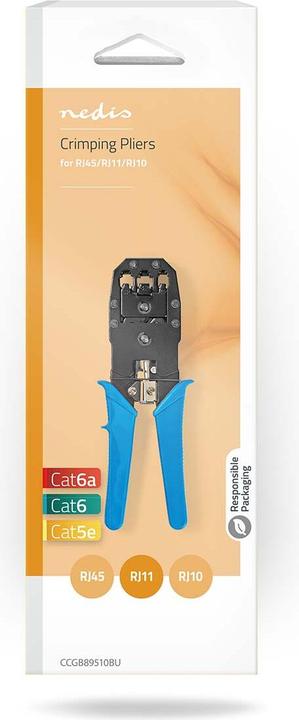 Actual product image Nedis Crimp pliers | CAT5 / CAT5e / CAT6 / CAT6a / RJ10 / RJ11 / RJ45 | Pulling / cutting / pliers (200 mm)