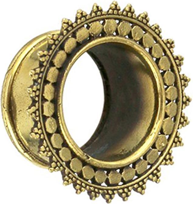 Star Piercing Flesh Tunnel vergoldet Blume Kreis mit punkten (Messing)