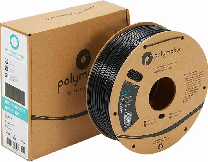 Immagine prodotto Polymaker PolyLite ASA nero 1,75 mm 5 kg (ASA, 1.75 mm, 5000 g, Nero)