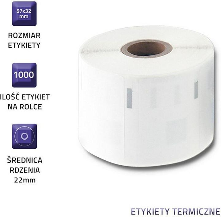 Produktbild Qoltec Etykiety do DYMO LW-11354 | S0722540 | 57 x 32 mm | 1000 sztuk (5.70 cm)