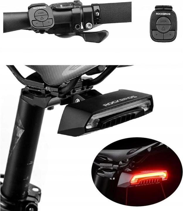 Produktbild Rockbros LKWD-R1 rear bicycle light with laser and remote control + micro USB cable - USB-A - black