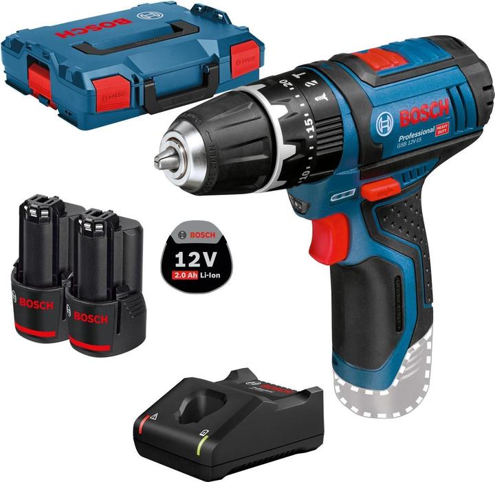 Bosch Professional GSB 12-2-LI, 2 Akkus inkl. L-Boxx (Akkubetrieb)