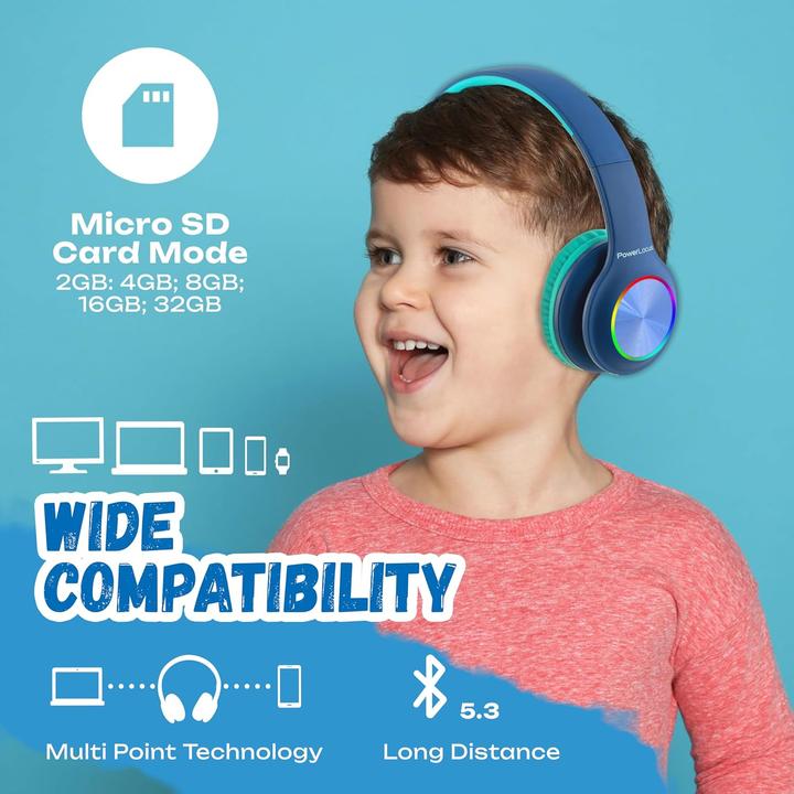 Produktbild PowerLocus PLED Bluetooth-Kinderkopfhörer blau