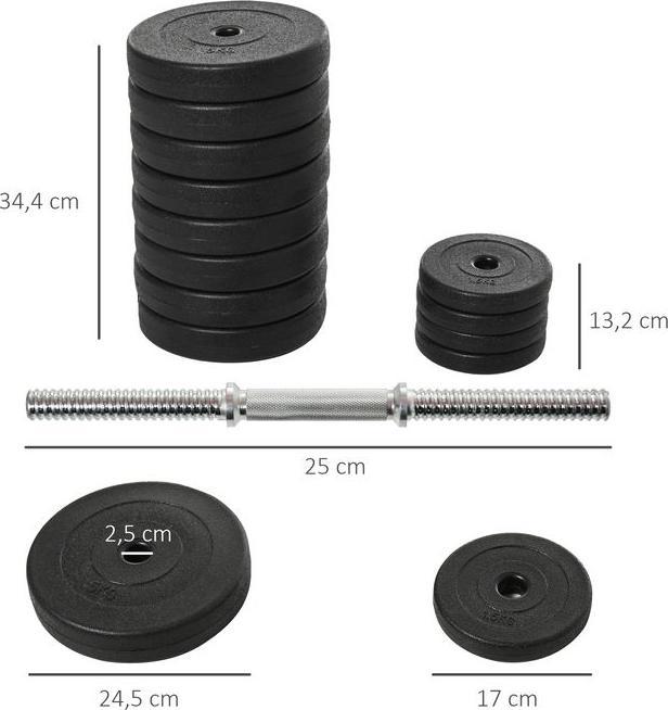 Produktbild Swisshandel24 Hantelset 2er Kurzhanteln, 50 kg Kurzhantel Set mit 2 Kurzhantelstangen, 12 Gewichten & 4 Sternversc