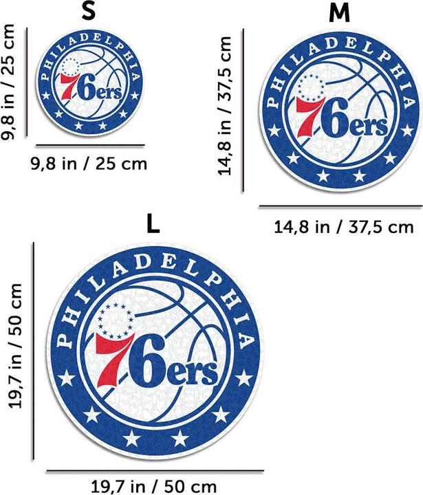 Produktbild Iconic NBA - Philadelphia 76ers - Logo - Holz Puzzle Grösse M (270 Teile) (270 Teile)