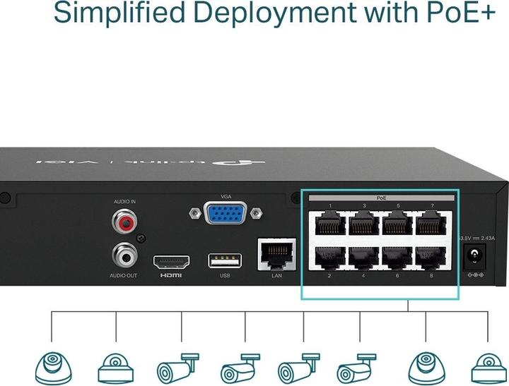 Produktbild TP-Link VIGI NVR1008H-8MP - NVR, 8 Kanäle, 8x PoE (Netzwerk Videorecorder (NVR))