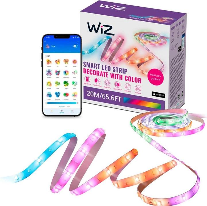 Actual product image WiZ RGBIC LED-Streifen 20m, 16 Mio. Farben, dynamische Szenen (2000 cm)