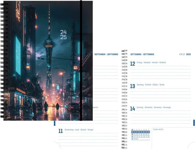 Image du produit Simplex Agenda scolaire Emotions 24/25 500219.25 1W/2S CyberCity ML 12x16.5cm (A6, Allemand)
