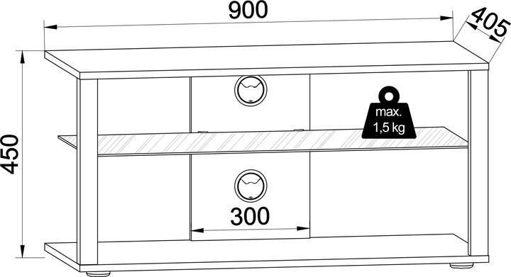 Produktbild VCM Holz TV Lowboard Fernsehschrank Rack Konsole Möbel Fernsehtisch Fernseh Phono Glas Folas L (90 x 41 x 45 cm)