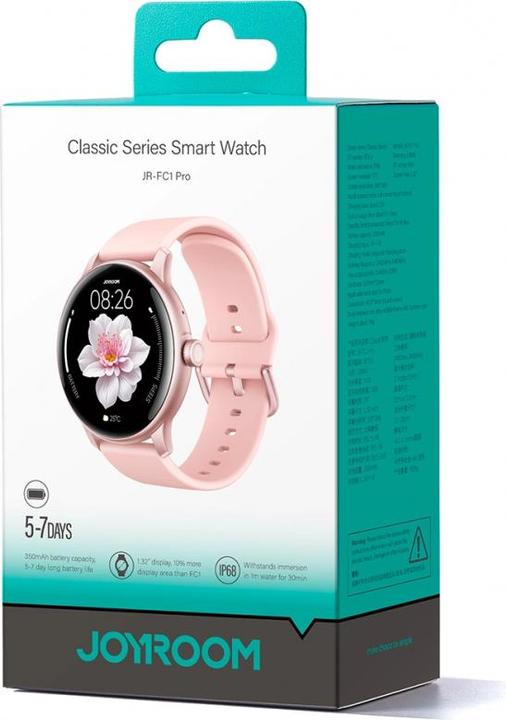 Actual product image Joyroom Classis Series JR-FC1 Smartwatch with Call Answering Function / IP68 Protection - Pink
