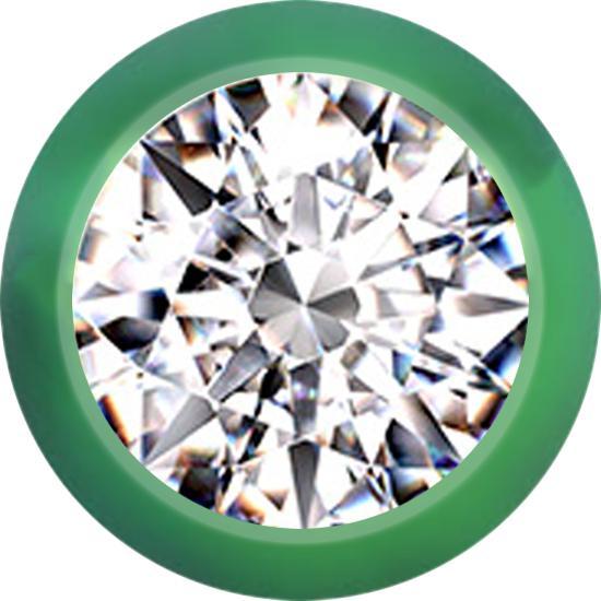 Star Piercing Kugel grün mit Kristall silber (ohne Messing, Titan G23)