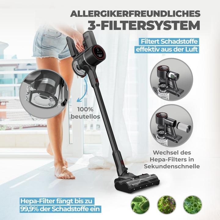 Actual product image KLAMER Akku-Staubsauger, 500 Watt Kabelloser Staubsauger, Flexibler Akku Handstaubsauger mit ve…