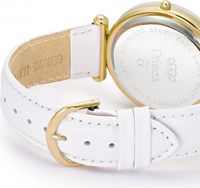 Image du produit Primex Montre Dame Swiss Made Bracelet Cuir Blanc Cadra Blanc Etanche 30 M Grande (Montre analogique, 40 mm)
